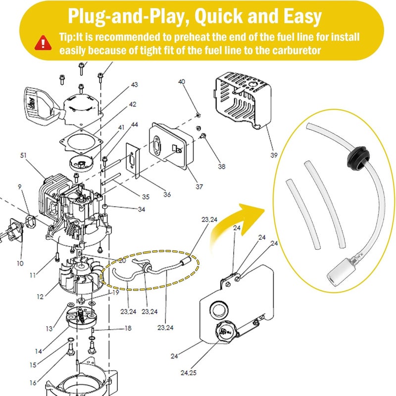 superbobi 3004117 Fuel Line Kit Replacement for Eskimo Ardisam S33 11956 15049 19677 M43Q8 M43Q10 S33Q8 Z51Q8 Z51Q10 Ice Auger Part Engine Fuel Lines, Grommet and Fuel Filter - Image 4